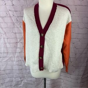 LOFT ann taylor color block boxy Cardigan Sweater sz XS cotton blend classic